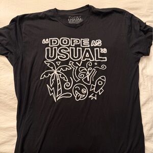 Black Graphic Tee with White Print